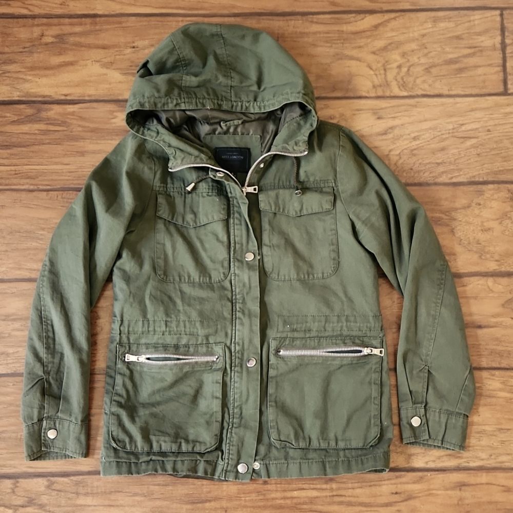 Miss London women's small lightweight utility olive Green jacket